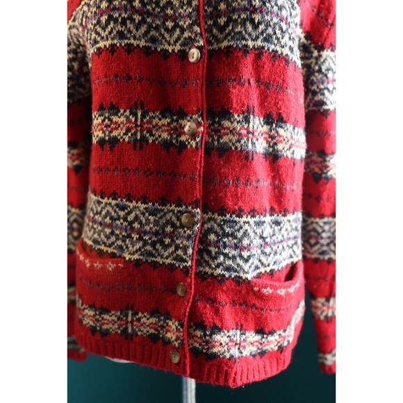Vintage Hunt Club Button Down Sweater Cardigan Fair Isle Wool Blend Cottage L - Picture 5 of 12